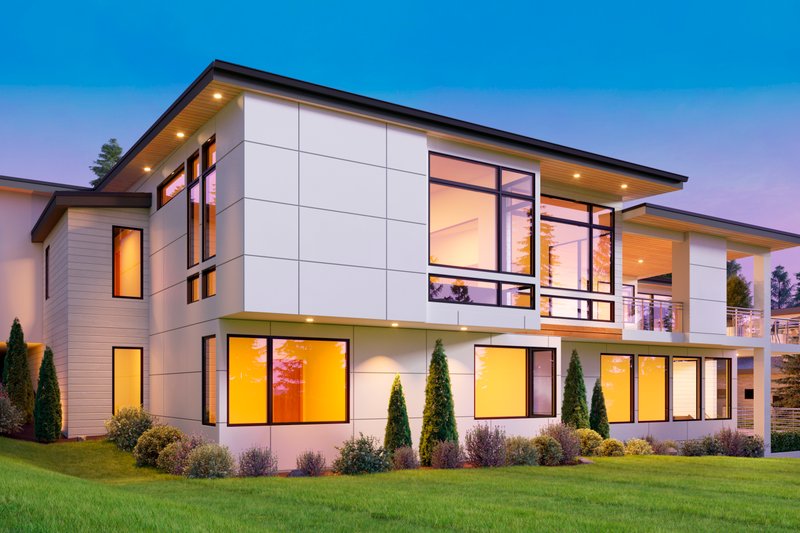 House Blueprint - Exterior - Rear Elevation 1 for Modern House Plan #1066-232 - 5 bed, 5.5 bath