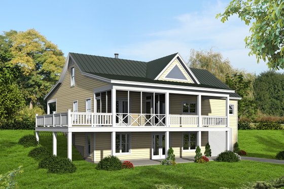 Exterior - Rear Elevation for Country House Plan #932-361 - 2 bed, 2.5 bath