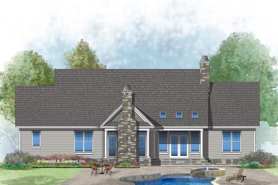 Exterior - Rear Elevation 2 for Craftsman House Plan #929-1025 - 4 bed, 3 bath