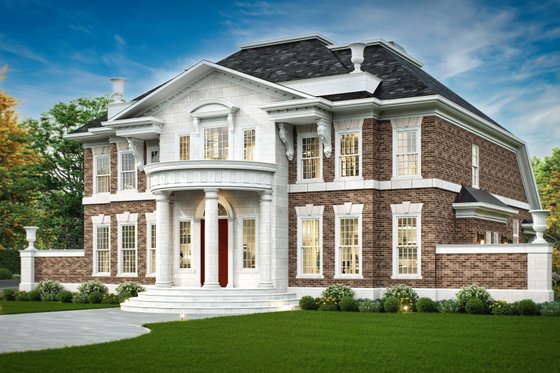 Exterior - Front Elevation 3 for Classical House Plan #119-253 - 5 bed, 3.5 bath