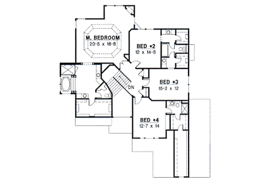 Floor Plan - Upper Floor for Traditional House Plan #67-586 - 4 bed, 3.5 bath