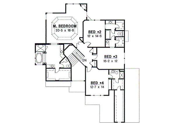Traditional Floor Plan - Upper Floor Plan #67-586