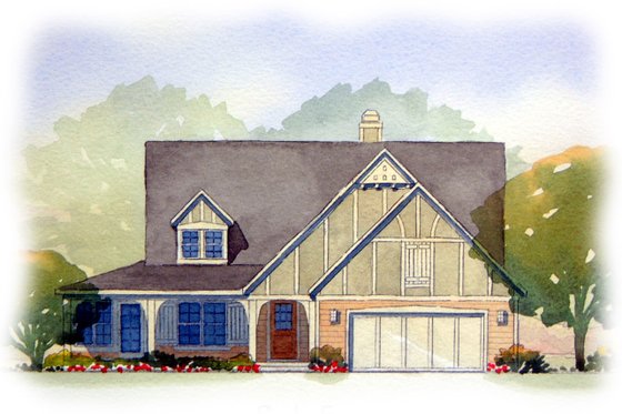 Exterior - Front Elevation for Tudor House Plan #901-38 - 3 bed, 2.5 bath