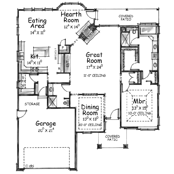 House Design - Traditional Floor Plan - Main Floor Plan #20-1378