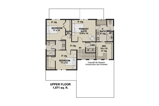 Floor Plan - Upper Floor for Craftsman House Plan #51-1376 - 4 bed, 3.5 bath