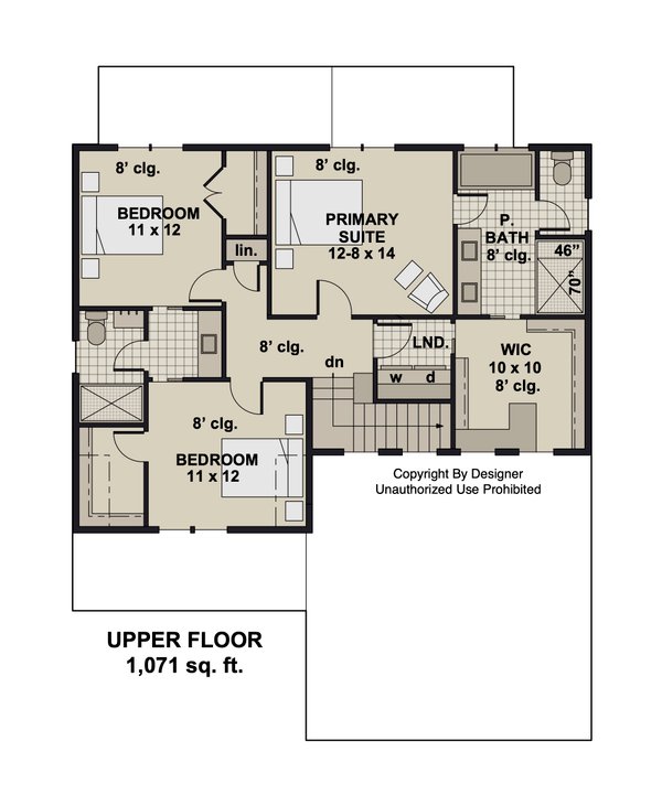 Craftsman Floor Plan - Upper Floor Plan #51-1376
