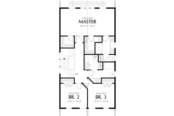 Floor Plan - Upper Floor for Craftsman House Plan #48-490 - 3 bed, 2.5 bath