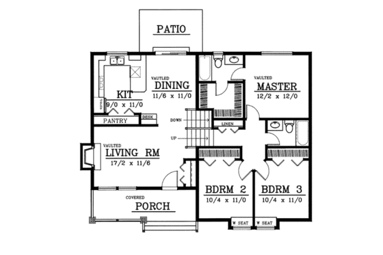Floor Plan - Main Floor for Craftsman House Plan #101-301 - 3 bed, 2 bath