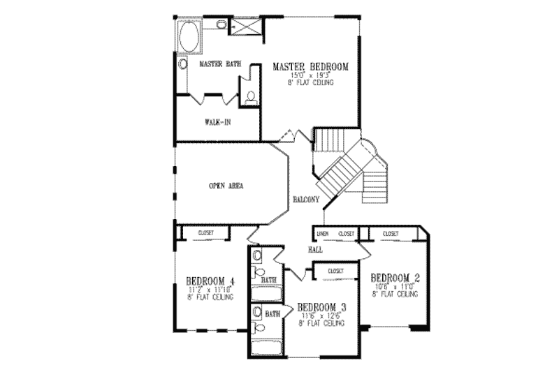 House Blueprint - Floor Plan - Upper Floor for Traditional House Plan #1-779 - 5 bed, 4 bath