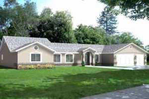 Ranch Exterior - Front Elevation Plan #1-728
