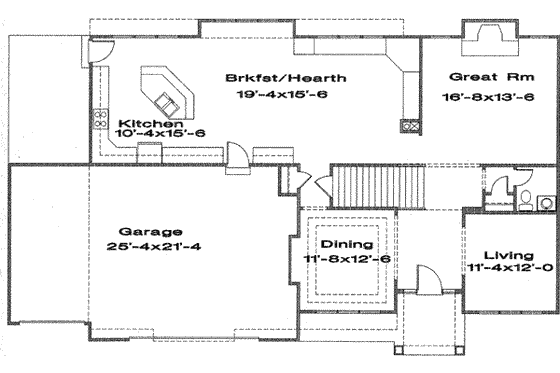 Floor Plan - Main Floor for Traditional House Plan #6-124 - 4 bed, 3.5 bath