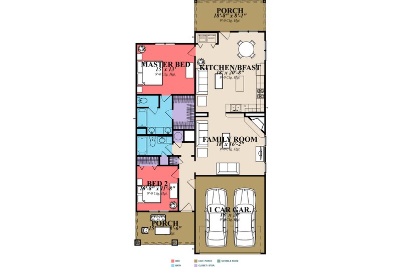 Home Plan - Floor Plan - Main Floor for Cottage House Plan #63-148 - 2 bed, 2 bath