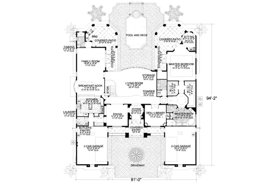Floor Plan - Main Floor for Mediterranean House Plan #420-297 - 5 bed, 5.5 bath