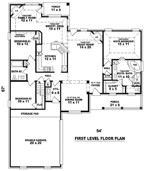 Floor Plan - Main Floor for Traditional House Plan #81-895 - 3 bed, 2 bath