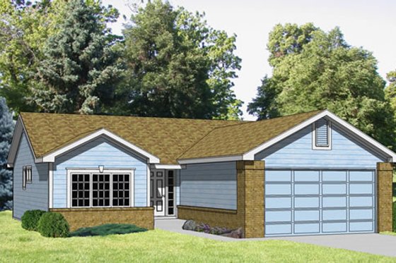 Exterior - Front Elevation for Ranch House Plan #116-171 - 2 bed, 2 bath