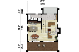 Floor Plan - Main Floor for Cottage House Plan #25-4933 - 3 bed, 2 bath