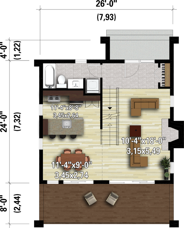 House Plan Design - Cottage Floor Plan - Main Floor Plan #25-4933