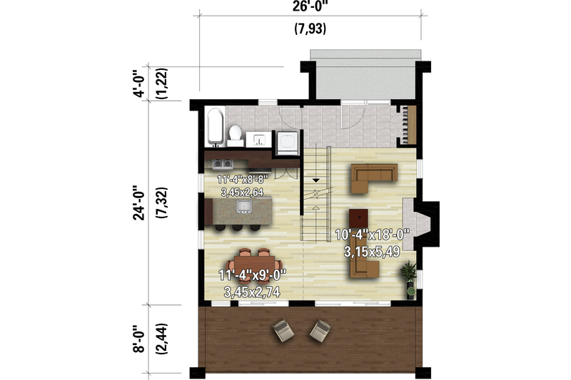 Dream House Plan - Floor Plan - Main Floor for Cottage House Plan #25-4933 - 3 bed, 2 bath