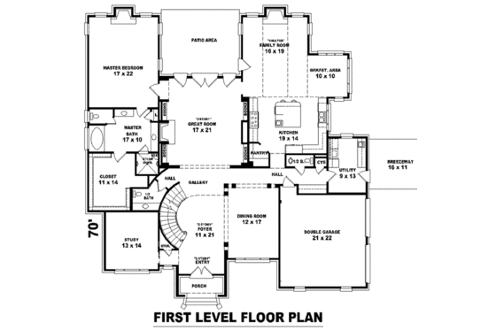 Floor Plan - Main Floor for European House Plan #81-1351 - 4 bed, 4 bath