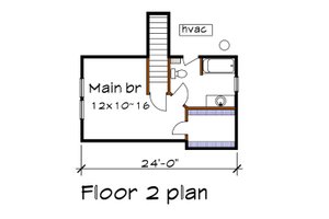 Floor Plan - Upper Floor for Cottage House Plan #79-140 - 3 bed, 2 bath