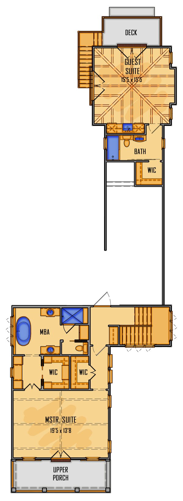 Beach Floor Plan - Upper Floor Plan #1081-44