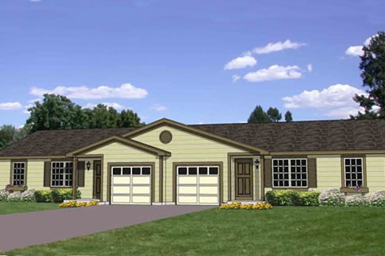 Exterior - Front Elevation for Ranch House Plan #116-288 - 3 bed, 1 bath