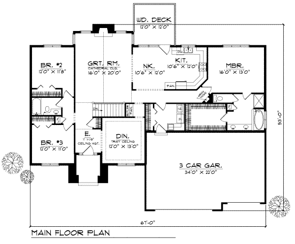 Home Plan - Traditional Floor Plan - Main Floor Plan #70-280