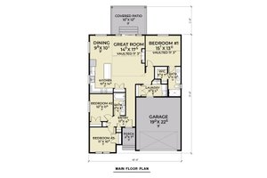 Floor Plan - Main Floor for Farmhouse House Plan #1070-205 - 3 bed, 2 bath