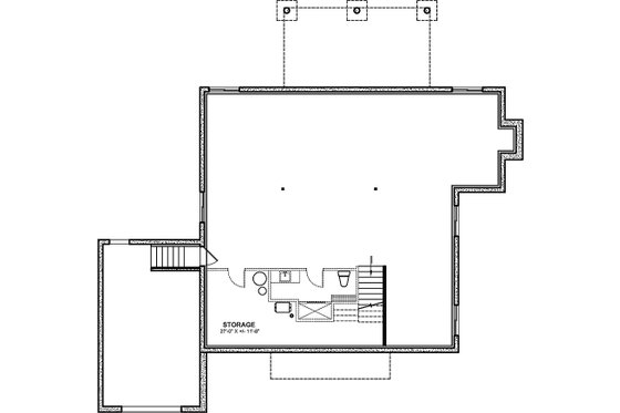 Floor Plan - Lower Floor for Bungalow House Plan #23-2795 - 3 bed, 2 bath
