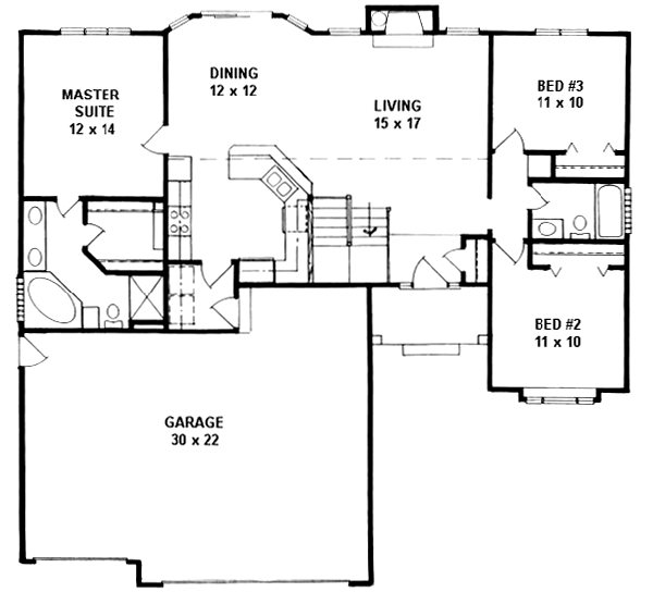 Architectural House Design - Ranch Floor Plan - Main Floor Plan #58-164