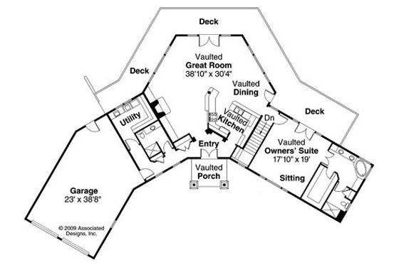 Floor Plan - Main Floor for Craftsman House Plan #124-730 - 3 bed, 3 bath