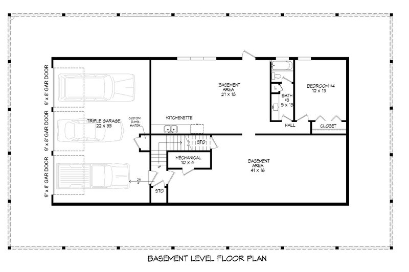 Home Plan - Floor Plan - Lower Floor for Country House Plan #932-308 - 4 bed, 3 bath