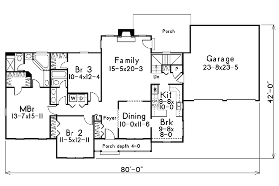 Floor Plan - Main Floor for Country House Plan #57-140 - 3 bed, 2 bath