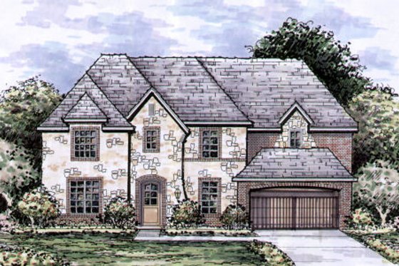 Exterior - Front Elevation for European House Plan #141-346 - 4 bed, 4.5 bath