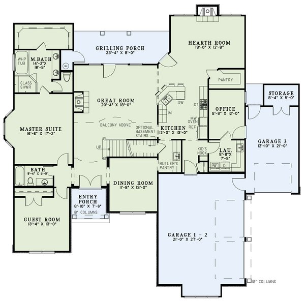 Dream House Plan - Traditional Floor Plan - Main Floor Plan #17-3269