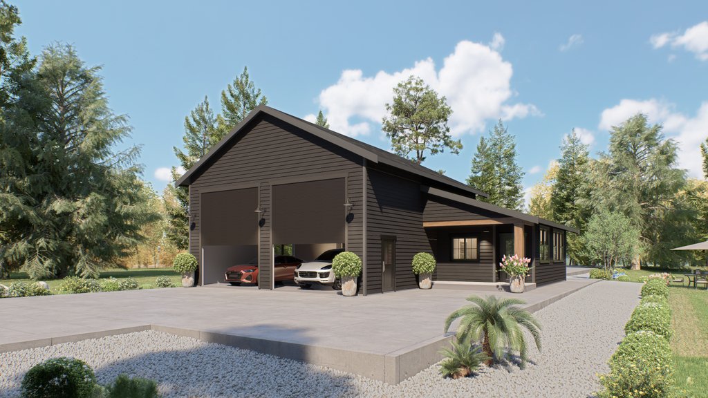 Exterior - Front Elevation 2 for Barndominium House Plan #1070-270 - 1 bed, 1 bath