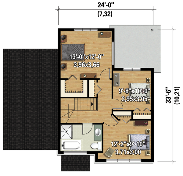 Contemporary Floor Plan - Upper Floor Plan #25-4623