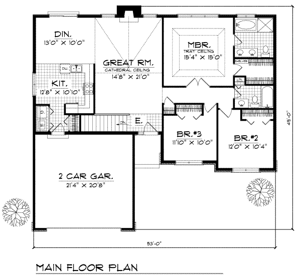 House Plan Design - Traditional Floor Plan - Main Floor Plan #70-269
