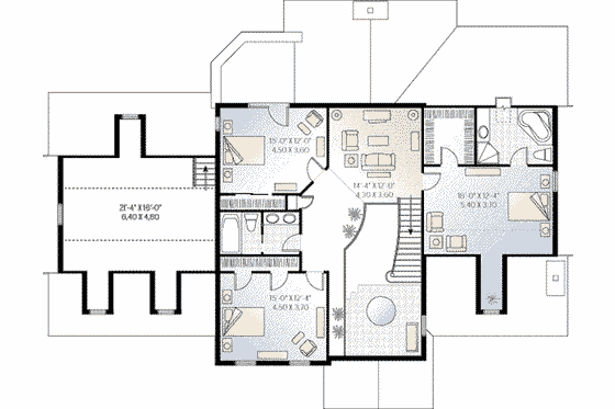 Floor Plan - Upper Floor for Traditional House Plan #23-237 - 4 bed, 3.5 bath