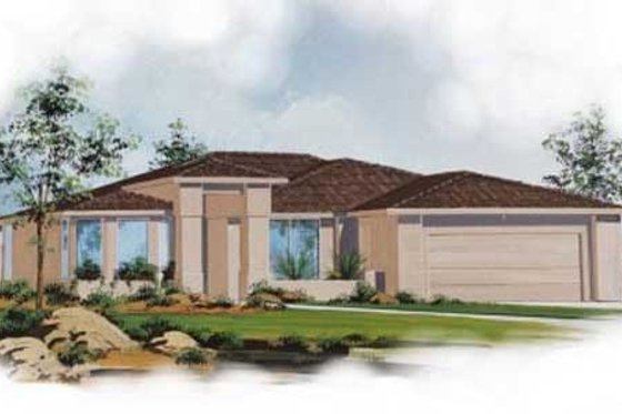 Exterior - Front Elevation for Adobe / Southwestern House Plan #24-191 - 3 bed, 2 bath