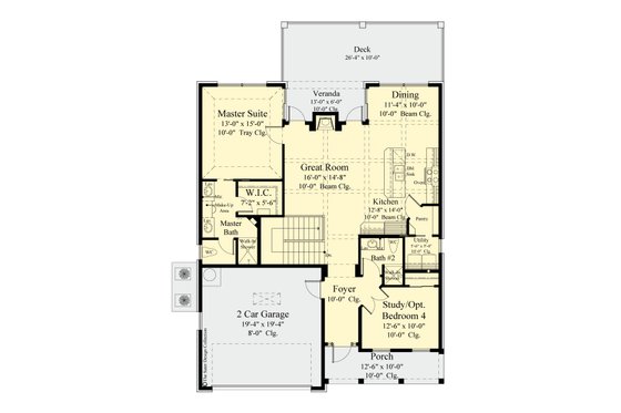 Floor Plan - Main Floor for Country House Plan #930-514 - 4 bed, 3 bath