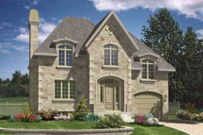 Exterior - Front Elevation 2 for European House Plan #138-177 - 3 bed, 1.5 bath