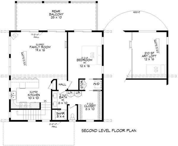 Contemporary Floor Plan - Upper Floor Plan #932-1136