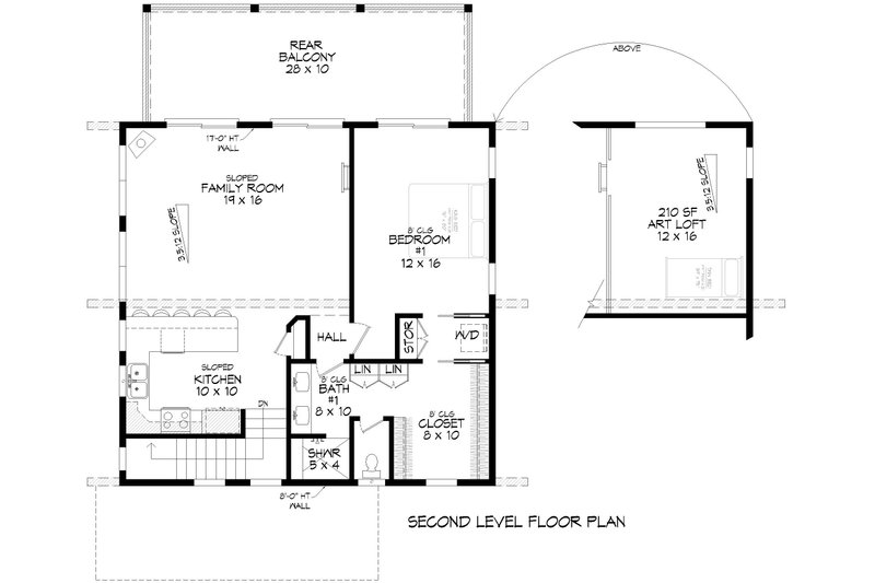 Home Plan - Floor Plan - Upper Floor for Contemporary House Plan #932-1136 - 2 bed, 2 bath