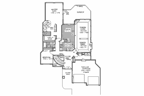 Floor Plan - Main Floor for European House Plan #18-148 - 2 bed, 2 bath