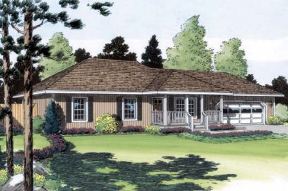 Exterior - Front Elevation for Ranch House Plan #312-850 - 3 bed, 2 bath