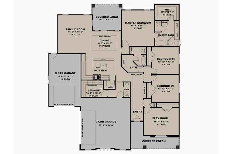 House Blueprint - Floor Plan - Main Floor for Contemporary House Plan #1111-49 - 4 bed, 2.5 bath