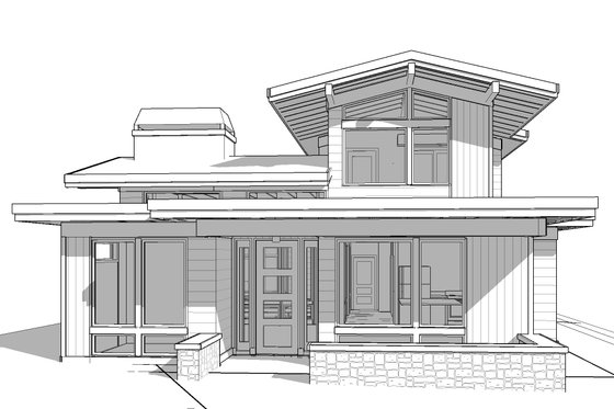 Exterior - Front Elevation 3 for Modern House Plan #895-158 - 3 bed, 2.5 bath