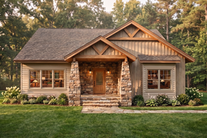 Architectural House Design - Exterior - Front Elevation for Craftsman House Plan #1099-23 - 3 bed, 2 bath