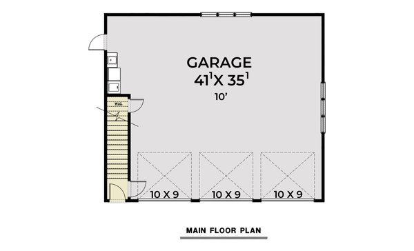 House Blueprint - Floor Plan - Main Floor for Barndominium House Plan #1070-272, 1 bath